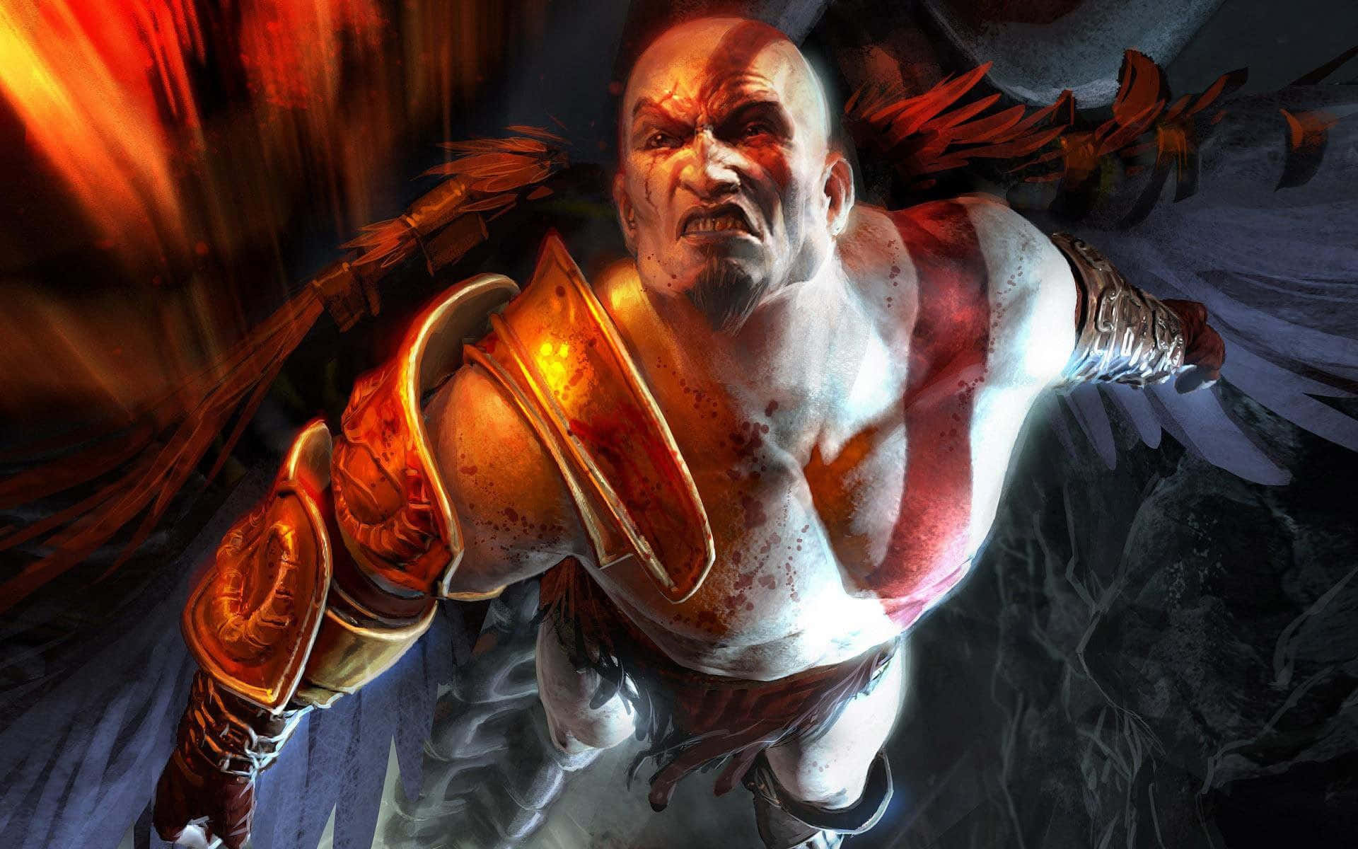 Kratos, the God of War, goes to battle against the gods of Olympus Wallpaper