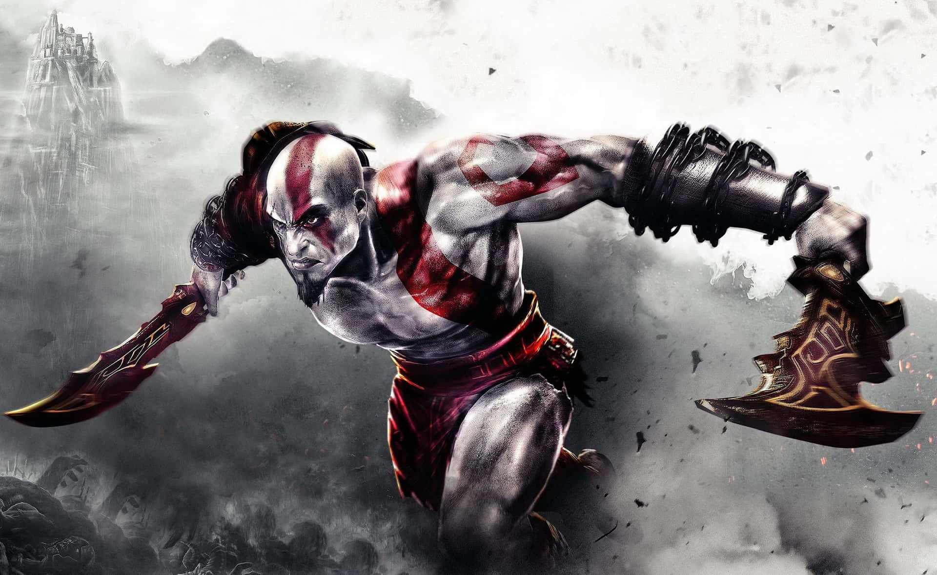 Kratossvär Sin Hämnd I God Of War 3. Wallpaper