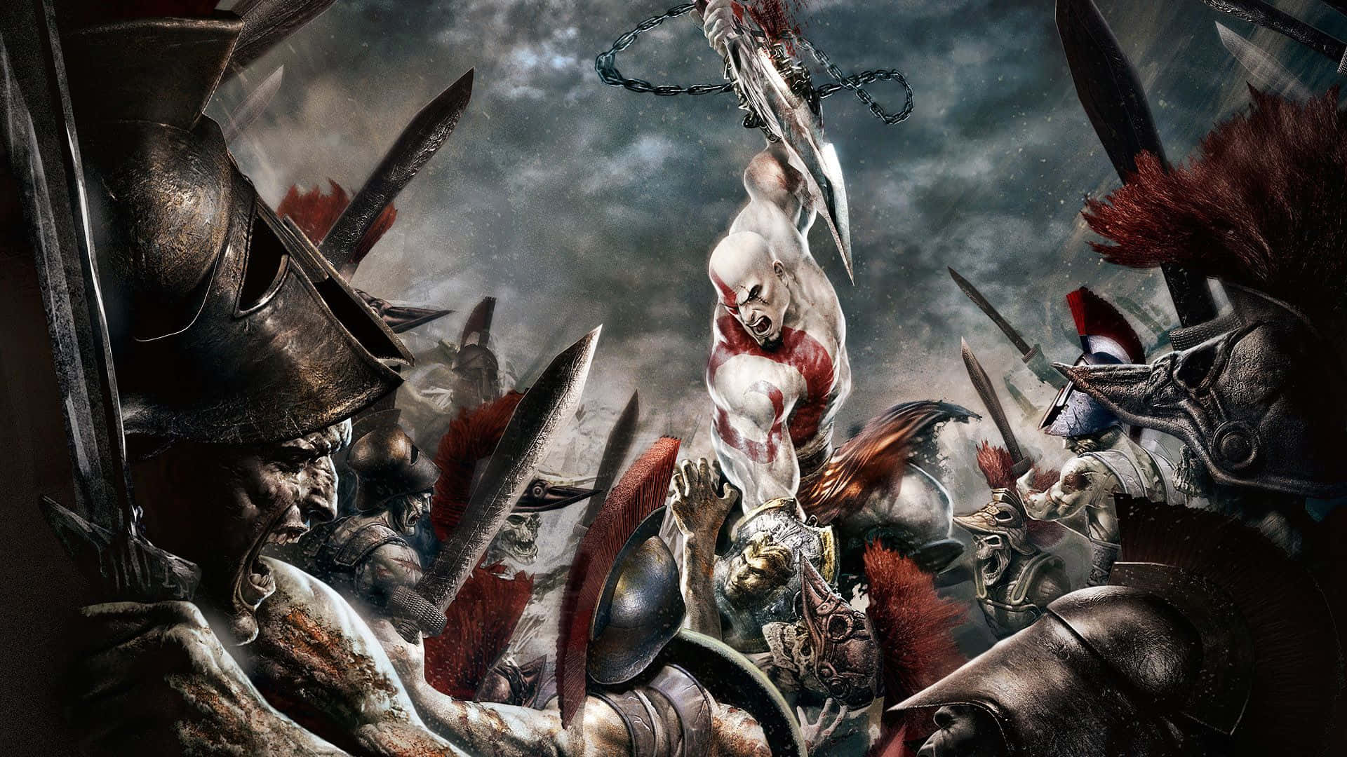 Kratos, Guden af Krig, kæmper for sit skæbne i Gud af Krig 3. Wallpaper