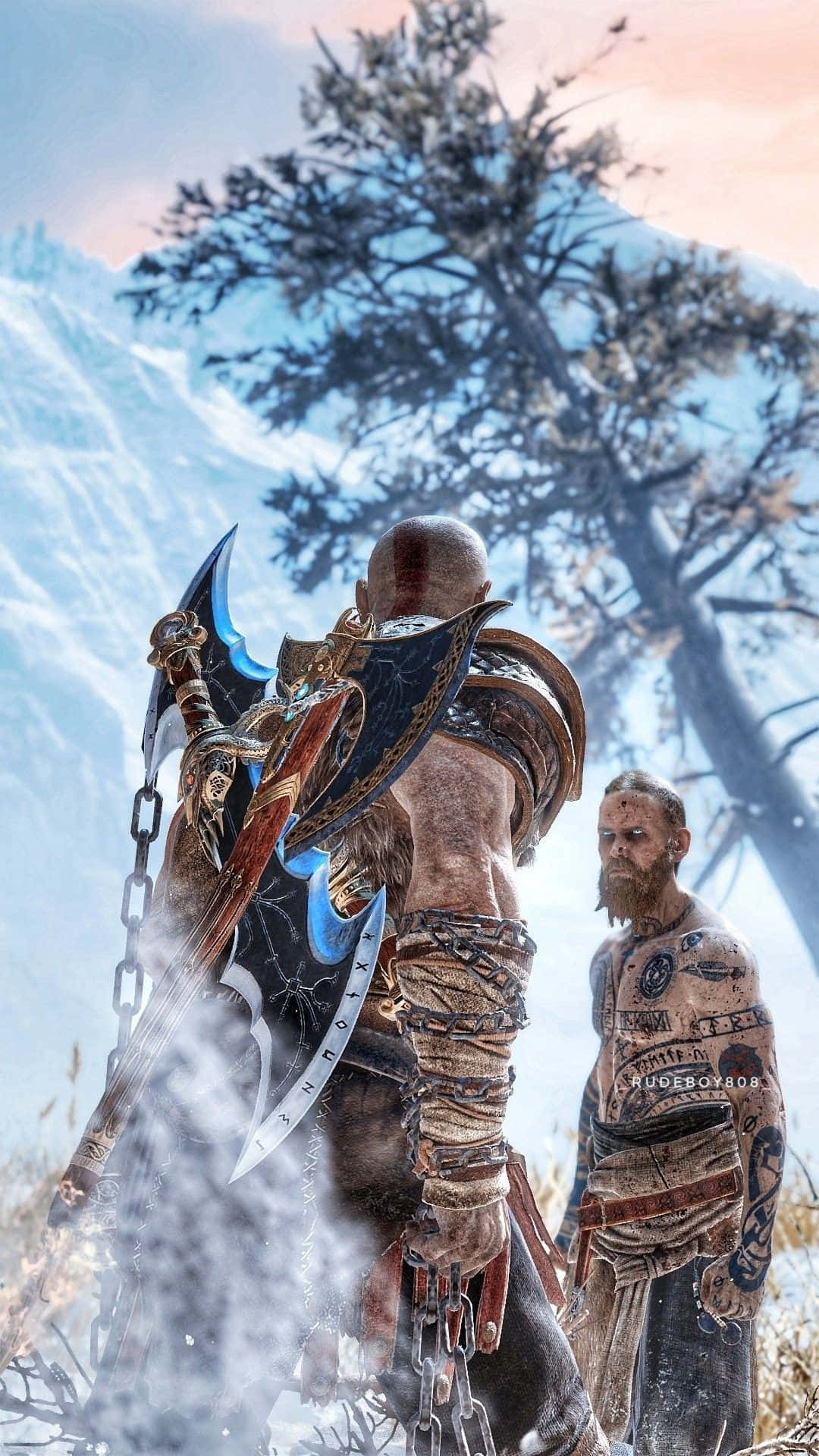 Herre som Kratos i God of War 5 Wallpaper