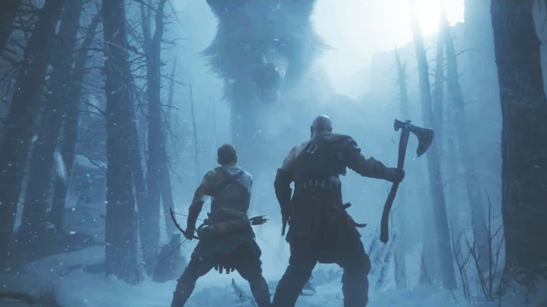 Kratos and Atreus, the fearless duo from God of War Wallpaper