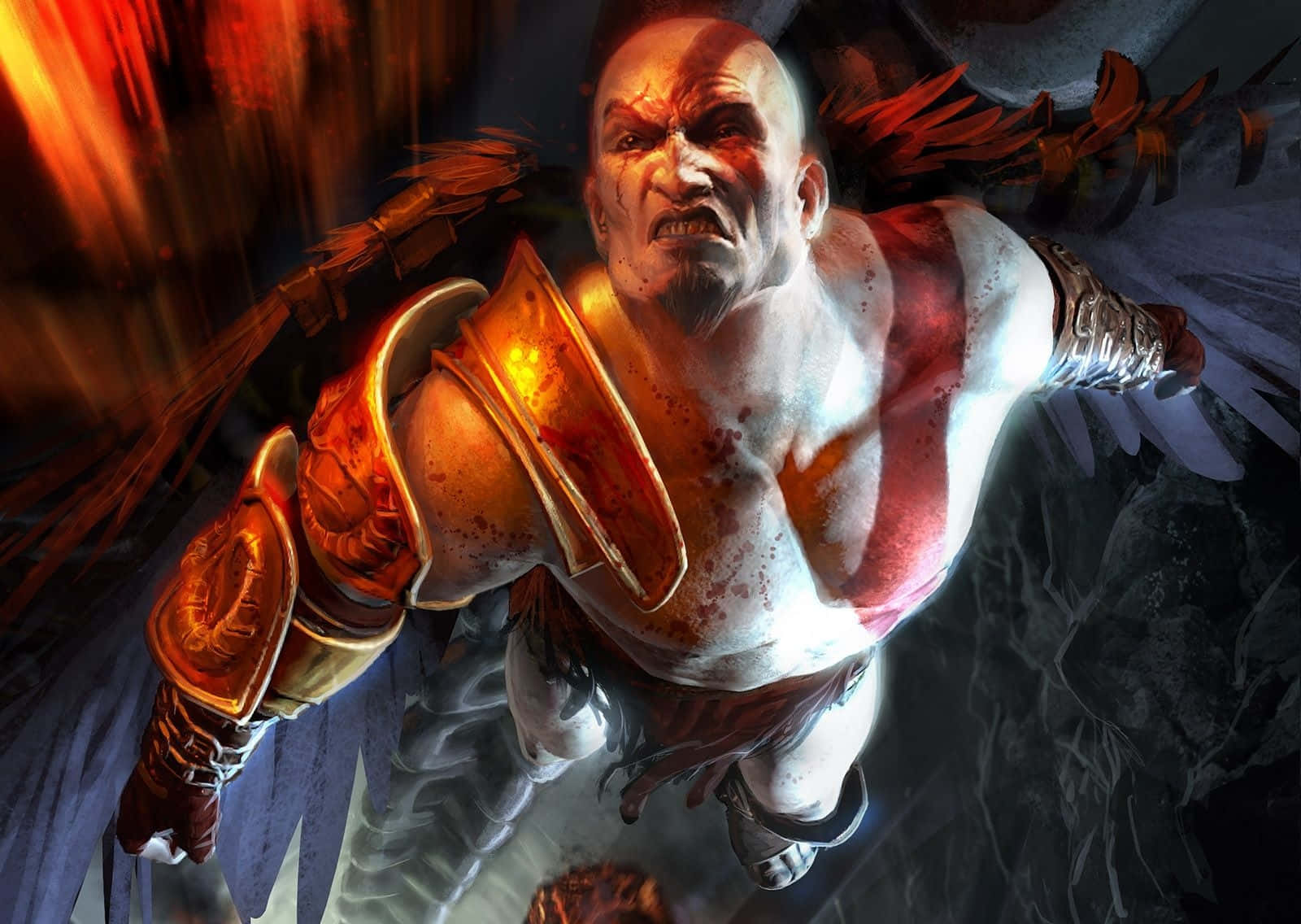Kratos, den spartanske-af-gud, vender tilbage med hævn i God Of War III. Wallpaper