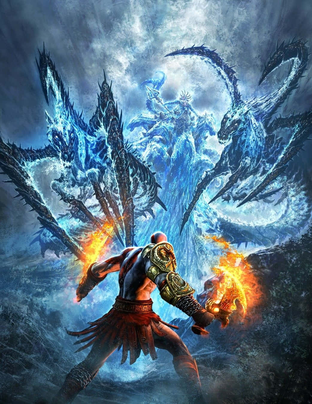 Godof War Iii: Kratos Luchando Contra Dragones. Fondo de pantalla
