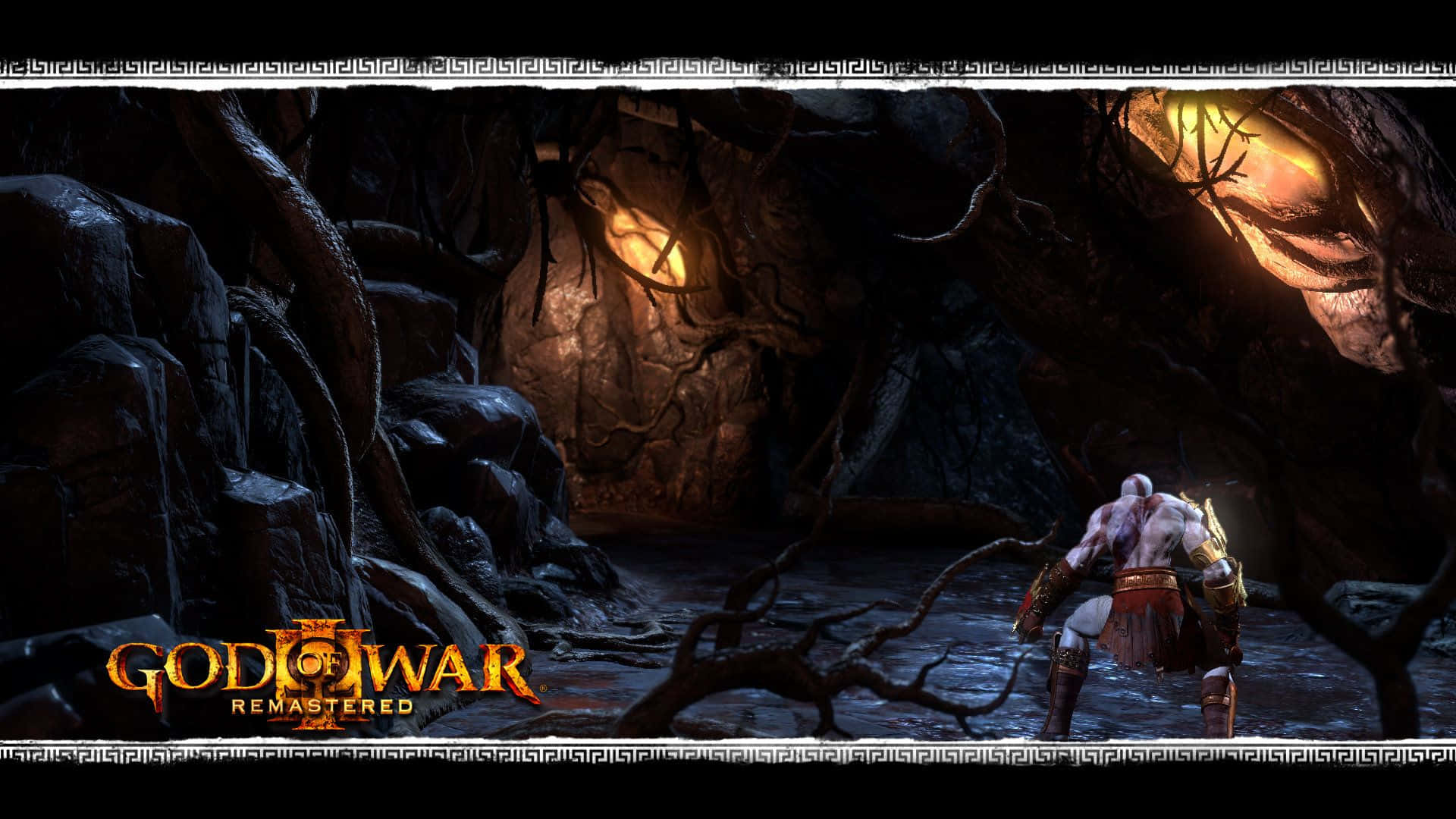 Kratos kæmper en titan i God of War III. Wallpaper