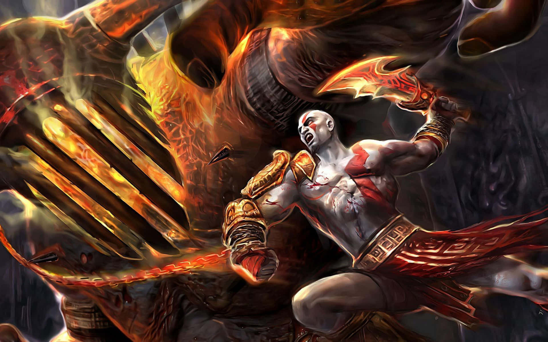 "Years Of War And Agony - Kratos In God Of War III" Wallpaper