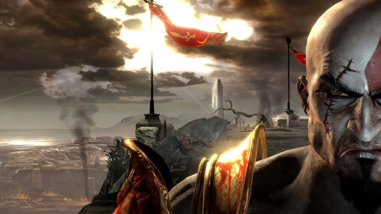 Billedet af God of War III PlayStation 3-konsol er vigtigt. Wallpaper