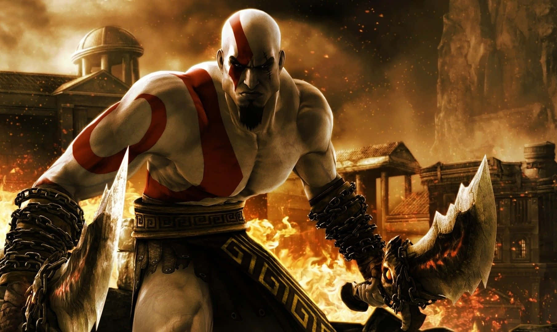 Kratos kæmper mod Zeus i God of War III Wallpaper