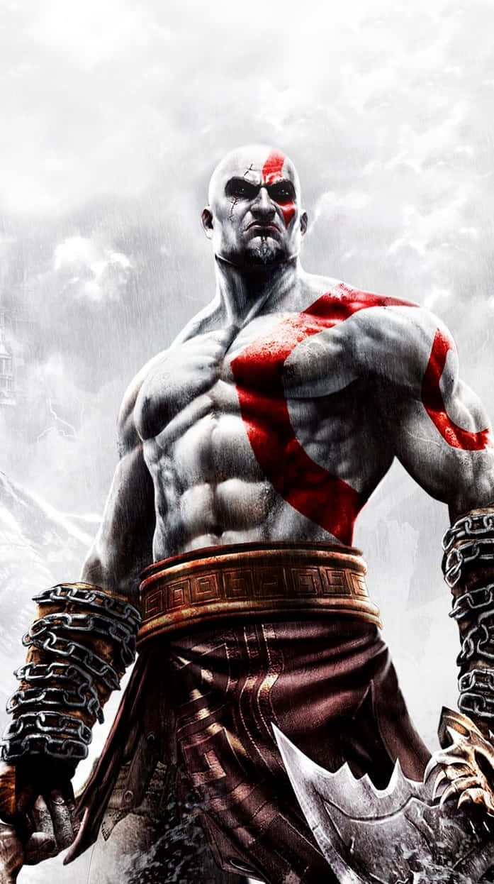 Godof War Iii Kratos Estetica Bianca Sfondo