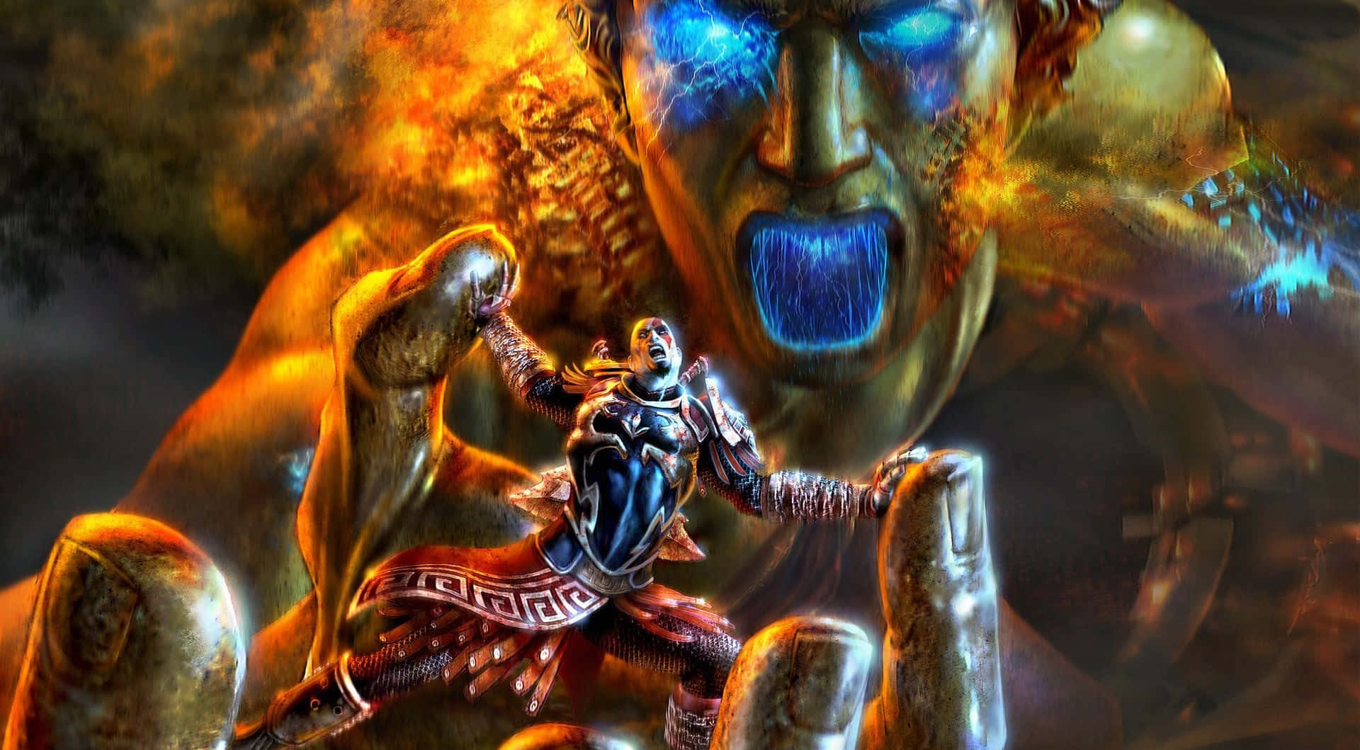 Kratosempuña Las Espadas Del Exilio En God Of War 3. Fondo de pantalla