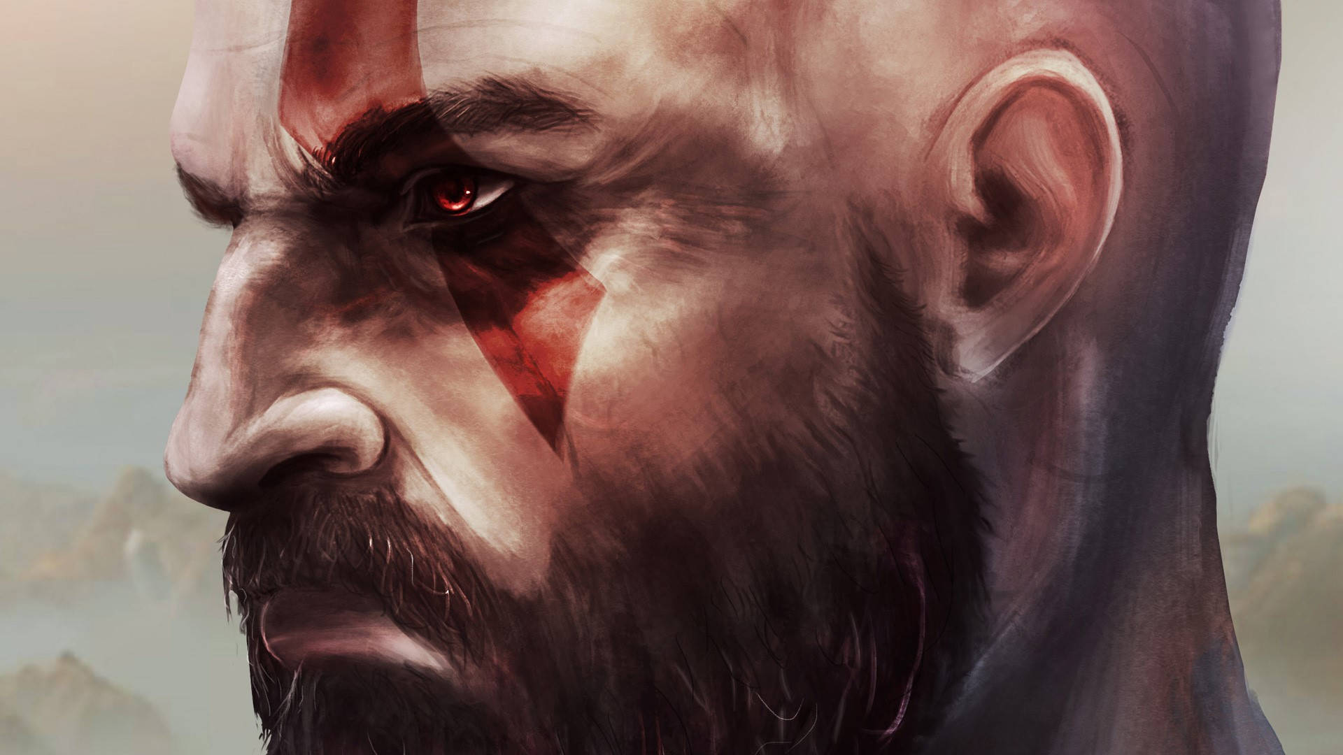 God Of War Kratos Closeup Wallpaper