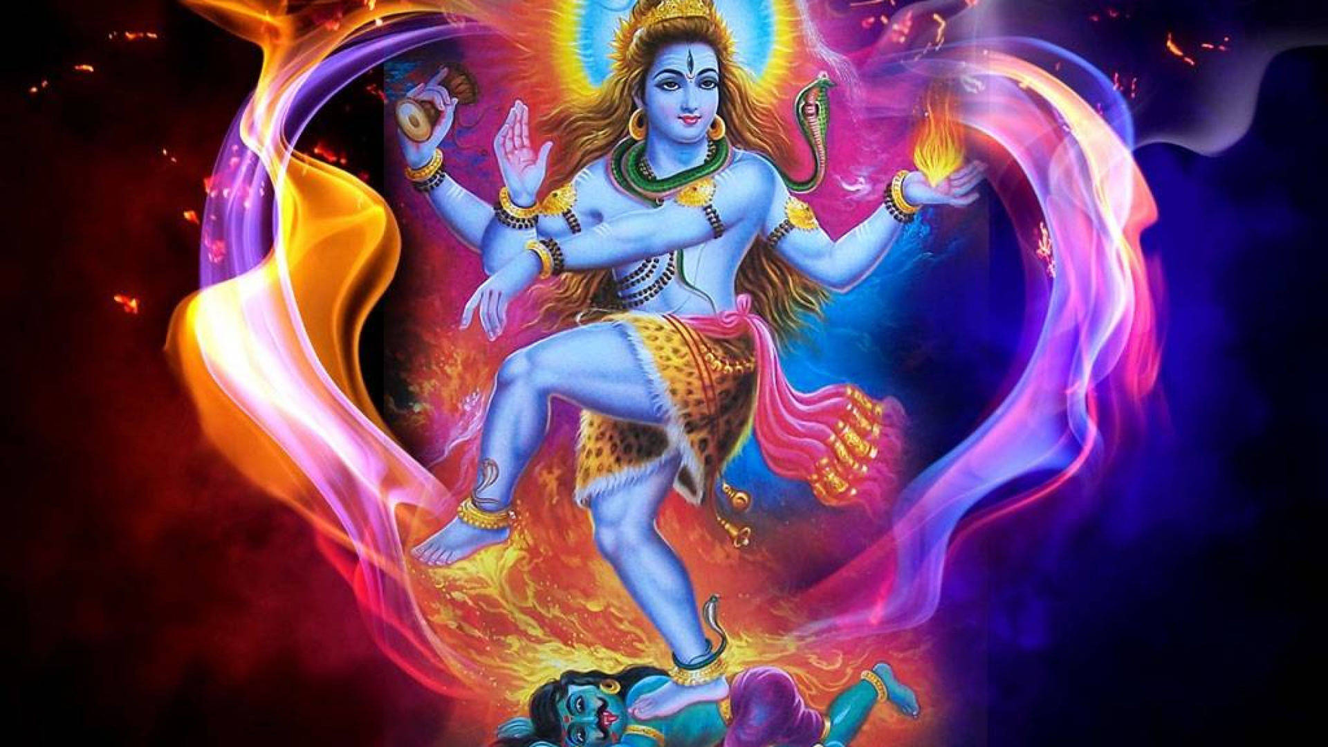 Gud Shiva farverig kunst tapet Wallpaper