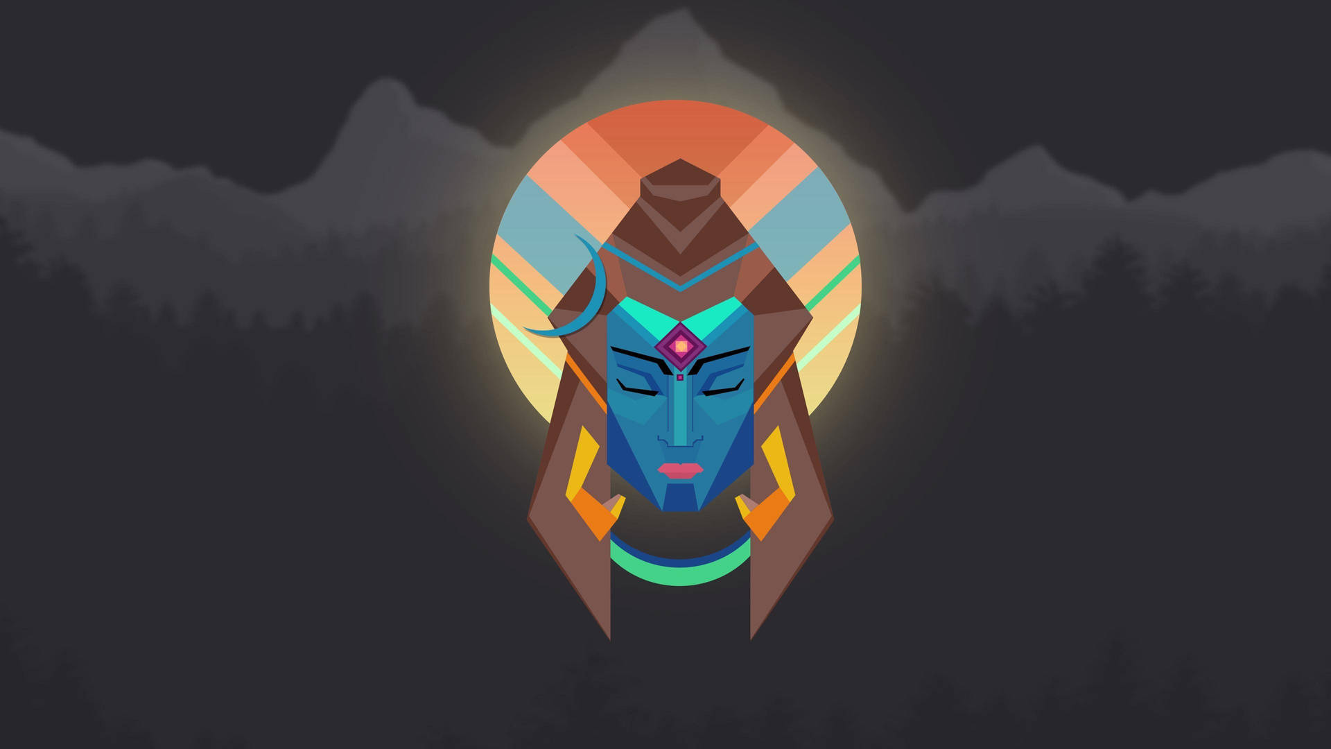 God Shiva Colorful Digital Art Wallpaper