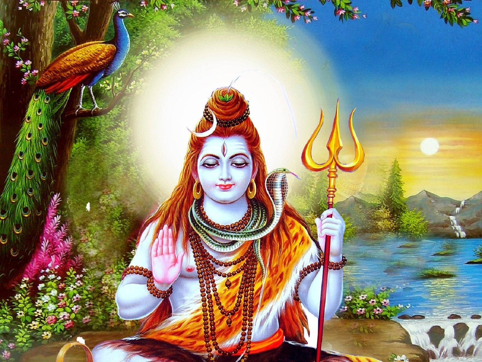 Illuminazionedivina - Lord Shiva Immerso Nella Luce Celestiale. Sfondo