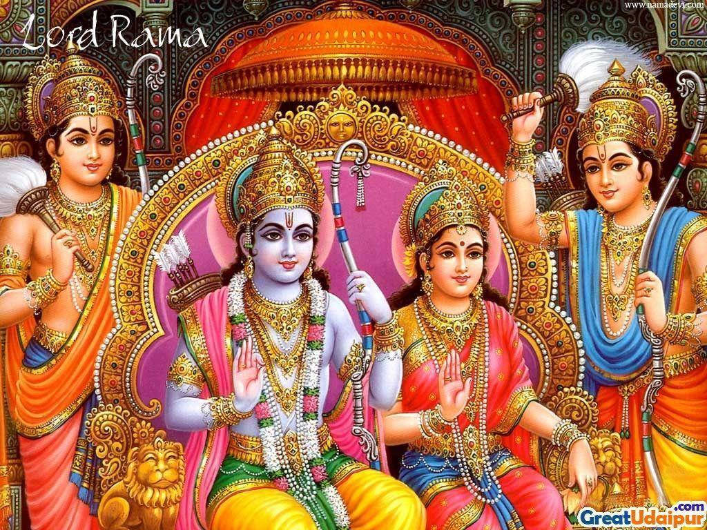 Divine Grace: Lord Rama And His Family Wallpaper