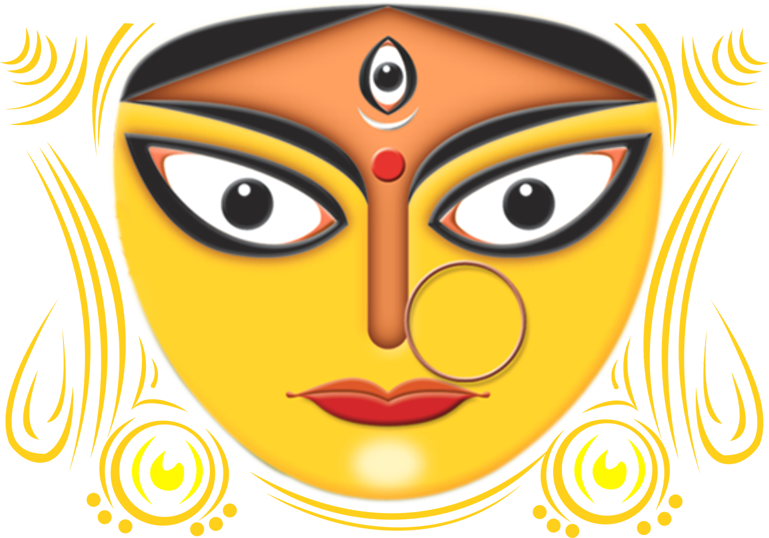 Goddess Durga Face Art PNG