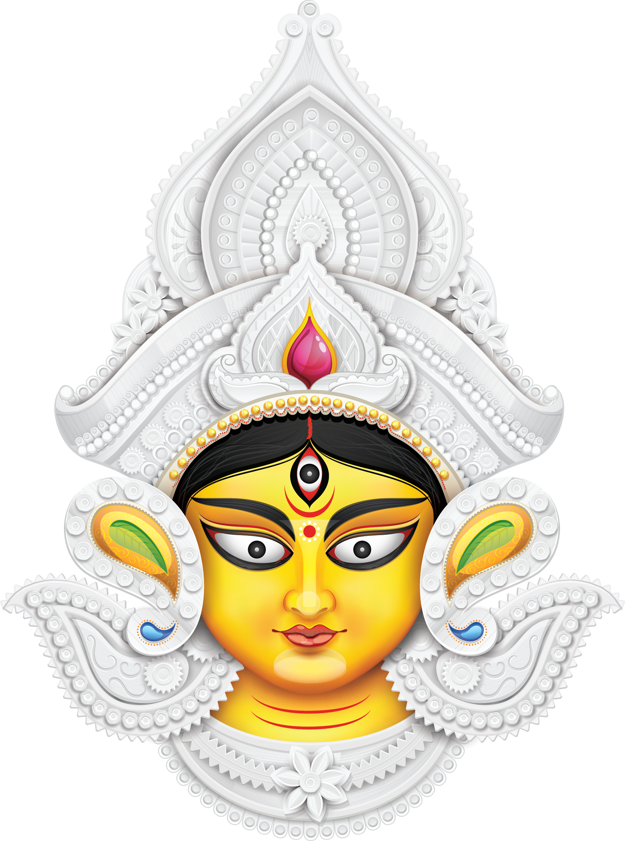Goddess Durga Face Illustration PNG