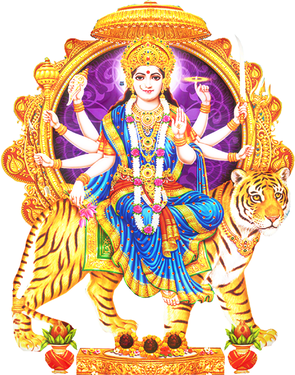 Goddess Durga On Tiger PNG