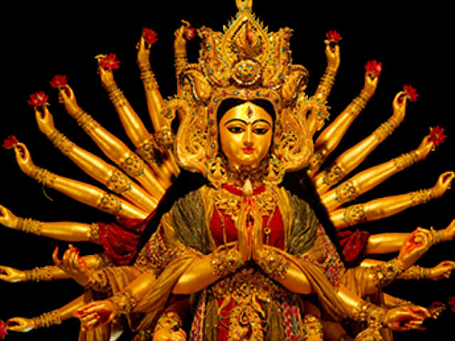 Goddess Durga Statue Multiple Arms PNG