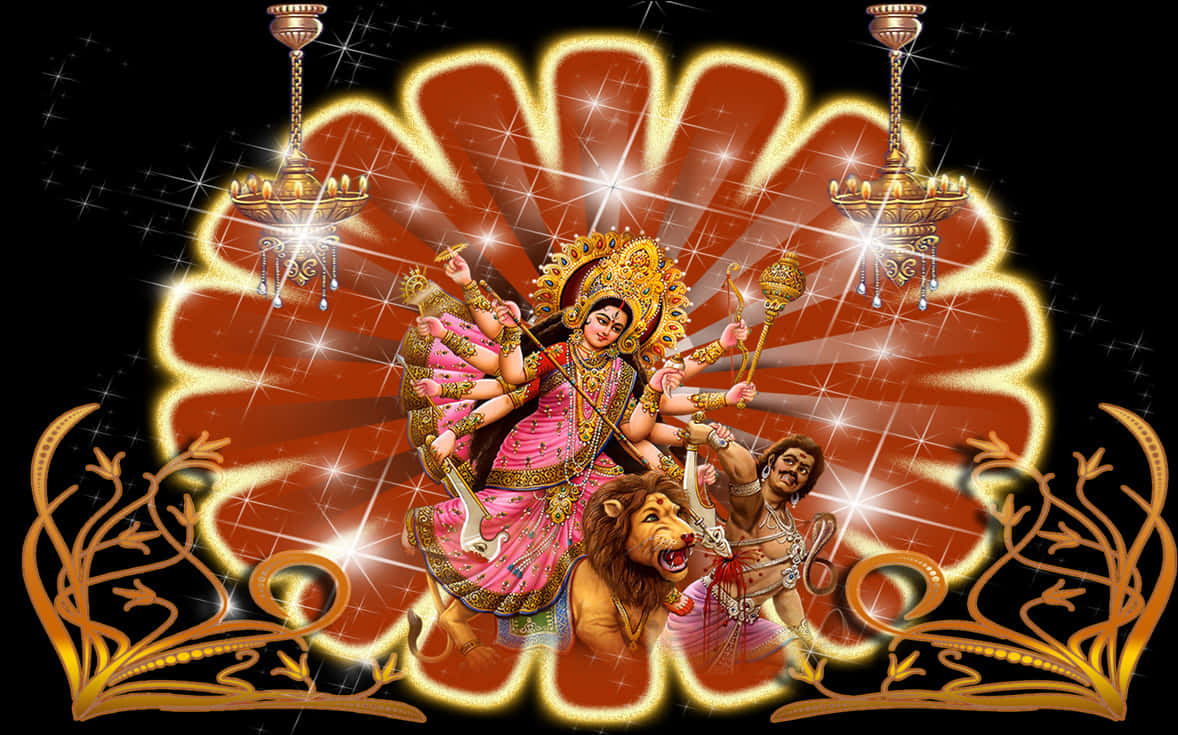 Goddess Durga Victory Over Evil PNG