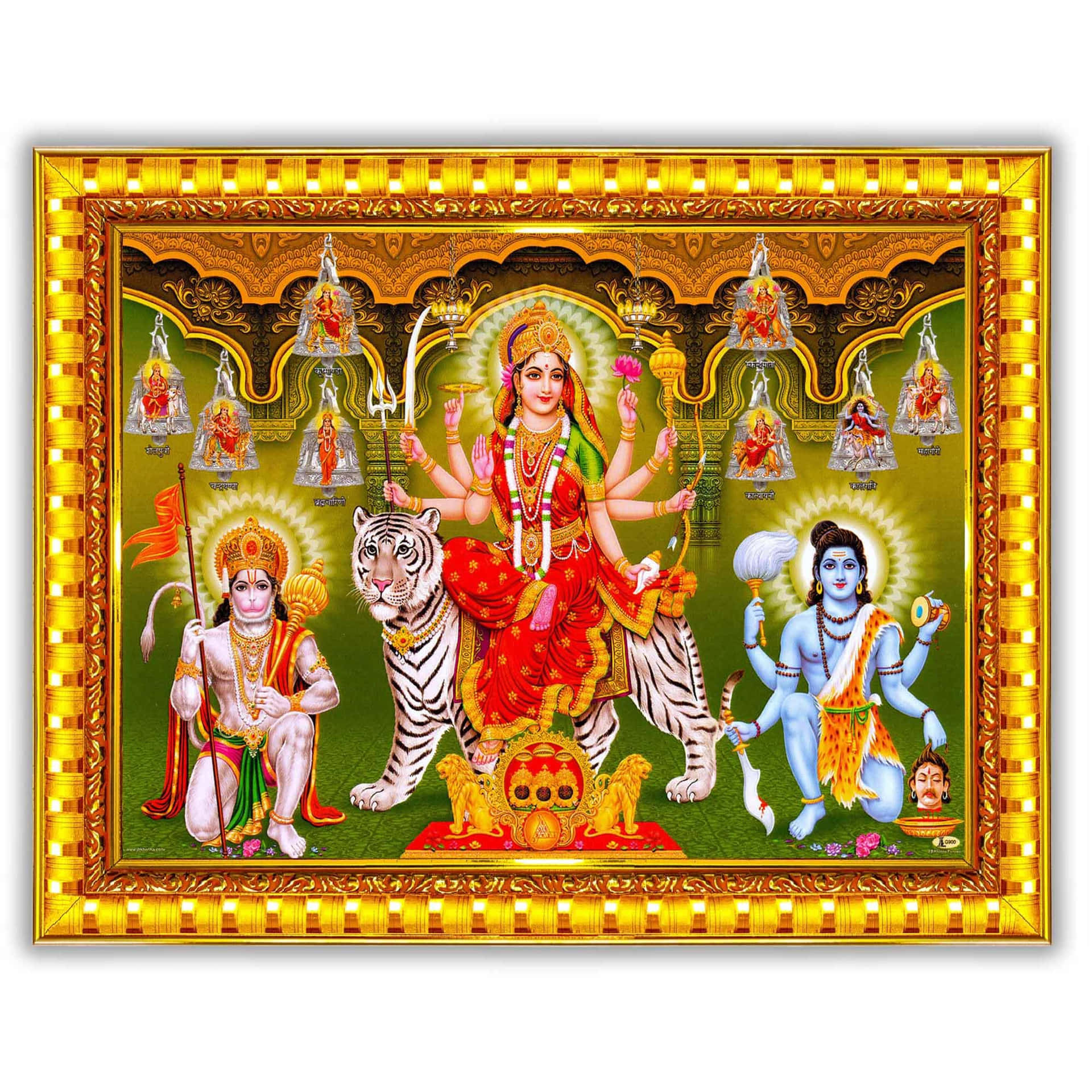 Goddess_ Durga_with_ Hanuman_and_ Bhima Wallpaper