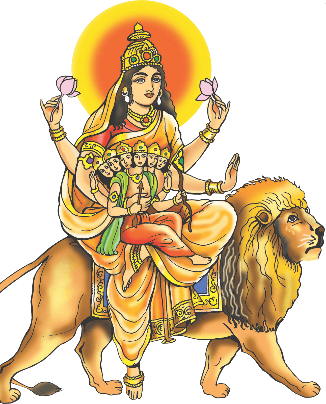 Goddess Durgaon Lion PNG