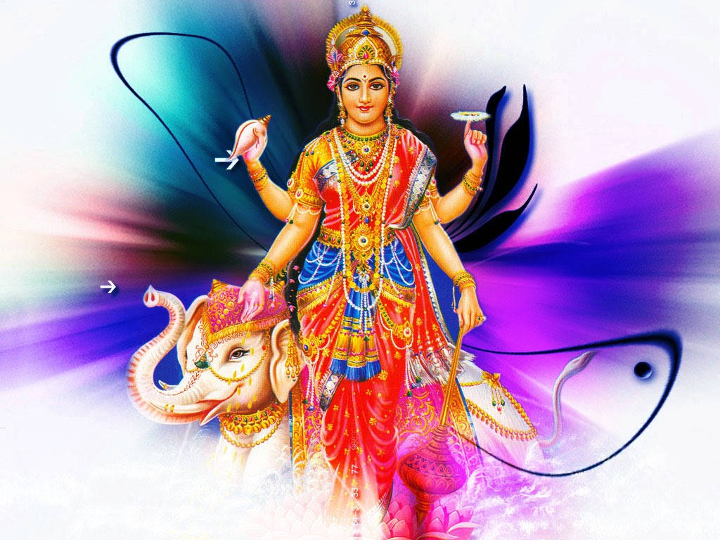 Goddess Lakshmi And Elephant Space Aesthetic Hd