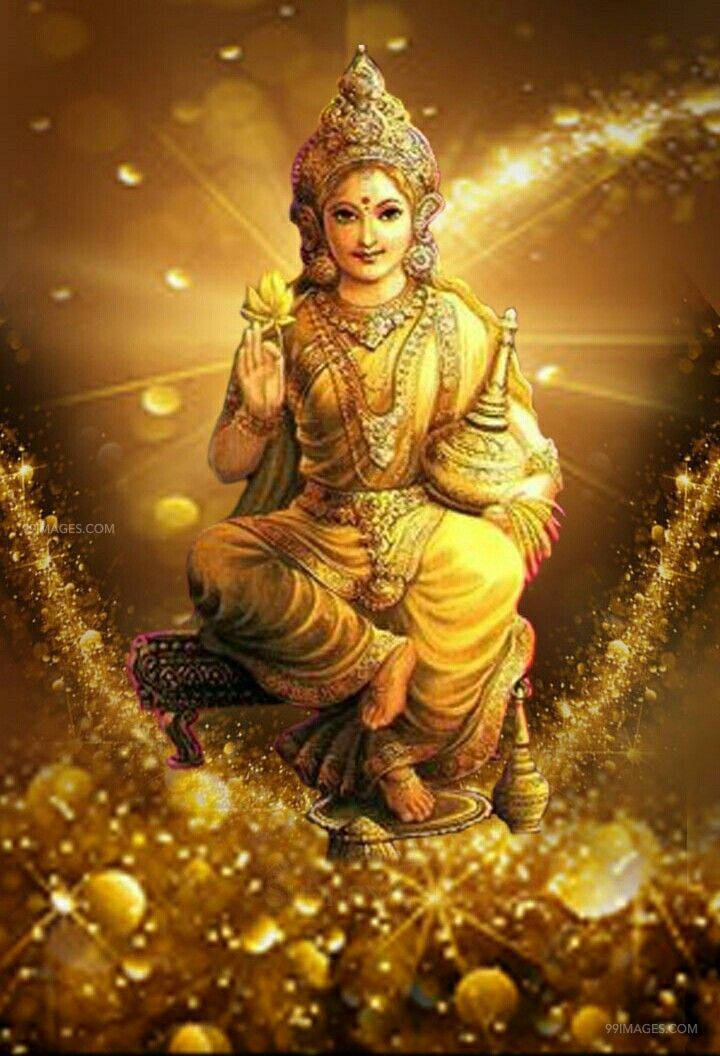 Goddess Lakshmi Gold Aesthetic Hd Wallpaper
