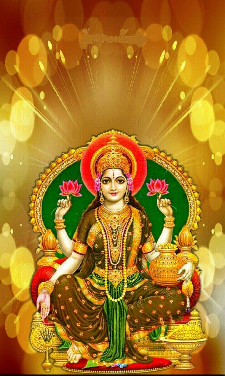 Goddess Lakshmi Golden Circles Hd Wallpaper