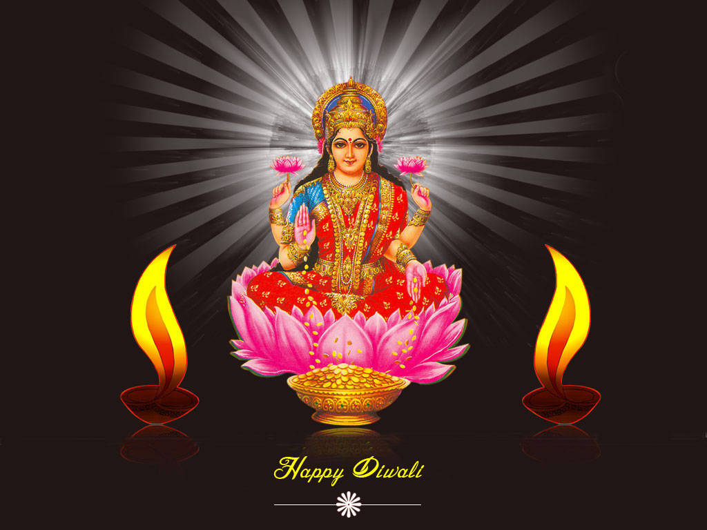 Goddess Lakshmi Happy Diwali Candles Hd Wallpaper