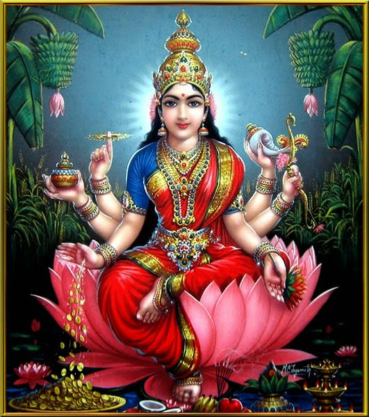 Goddess Lakshmi In Grass Field Hd Wallpaper