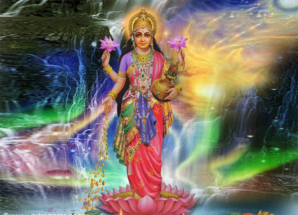Goddess Lakshmi Rainbow Aesthetic Hd Wallpaper