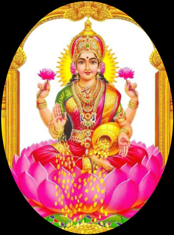 Goddess Lakshmi Seatedon Lotus PNG