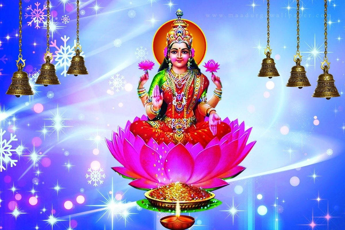 Goddess Lakshmi With Bells Hd Wallpaper