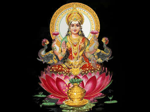 Goddess Lakshmion Lotus PNG