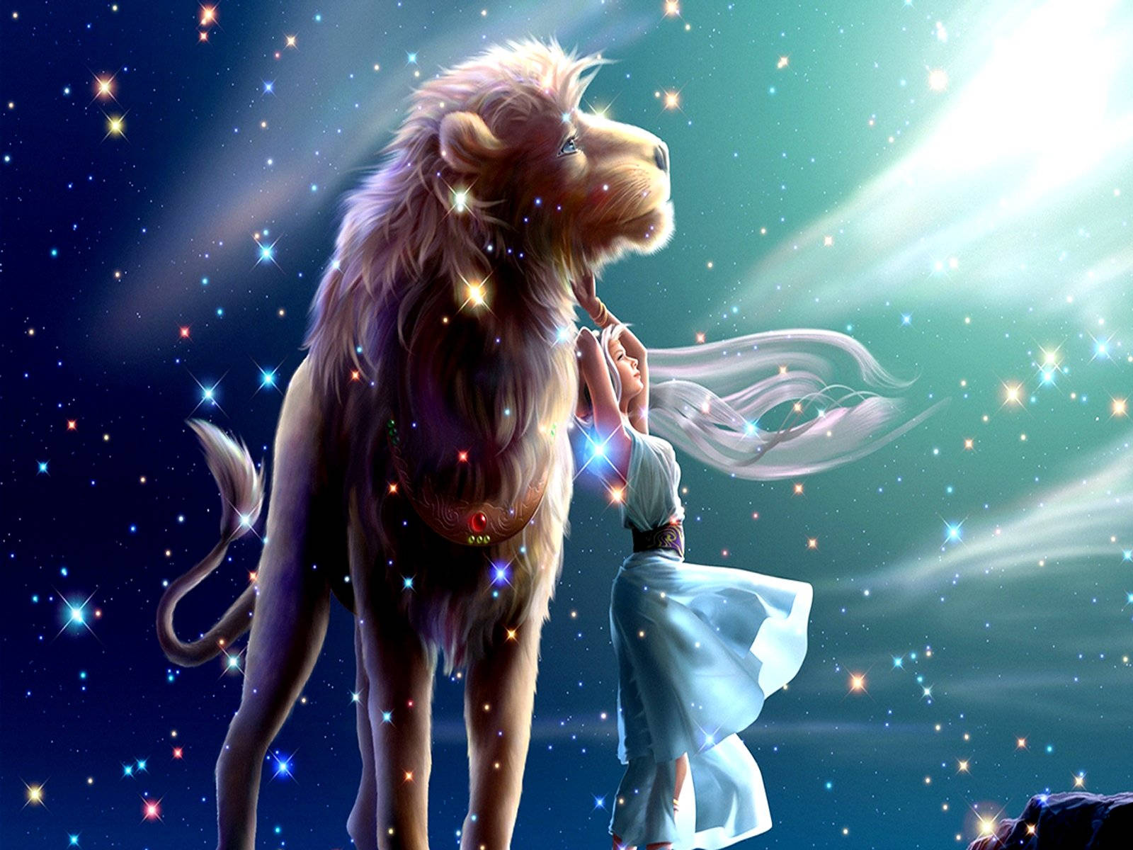 Goddess Lion Galaxy Wallpaper