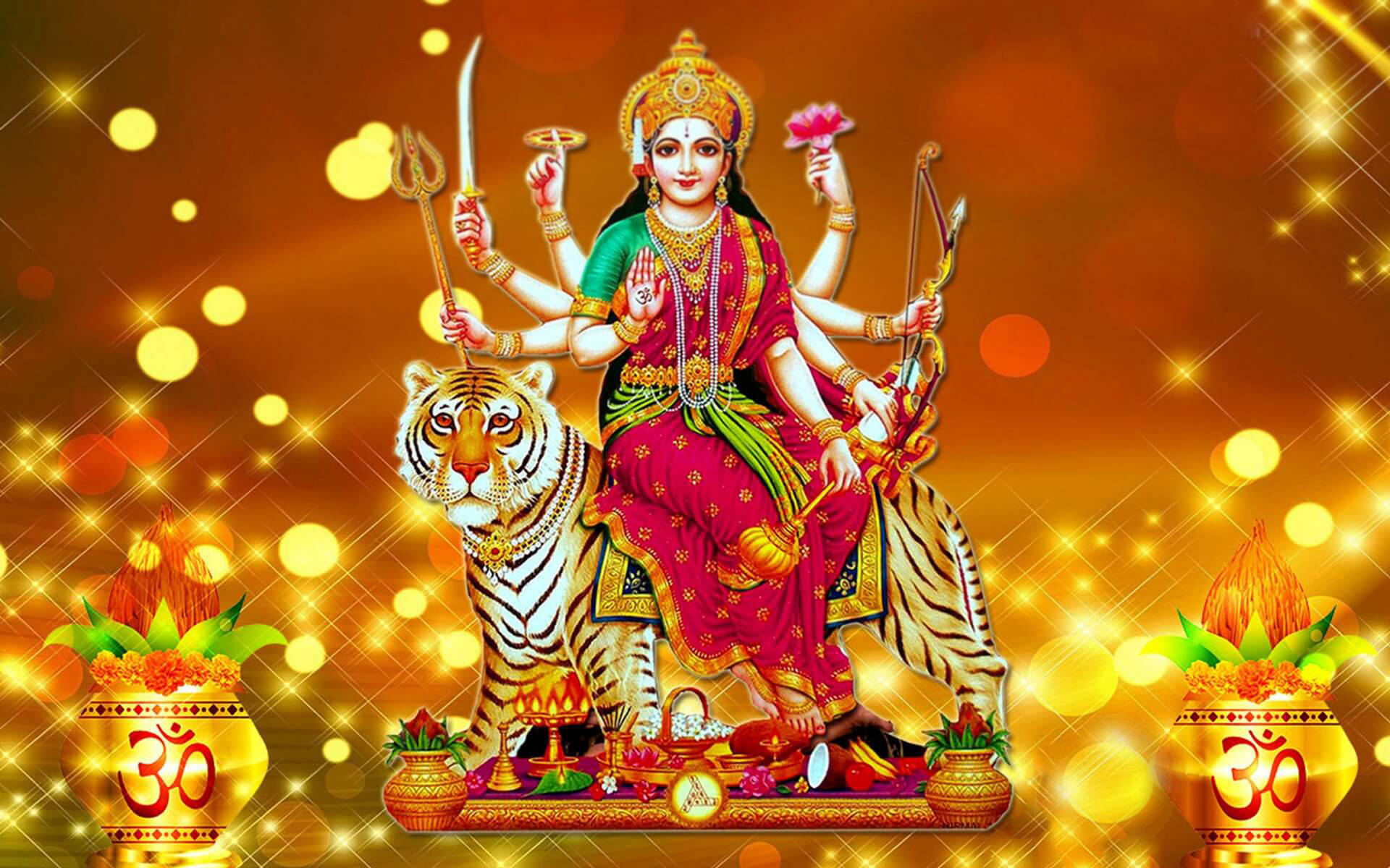 Goddess Maa Sherawali Artistic Background