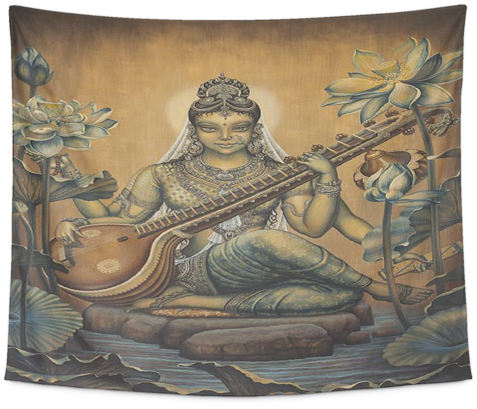 Download Goddess Saraswati Artistic Depiction