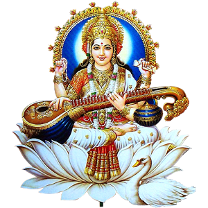 Goddess Saraswati Seatedon Lotus PNG