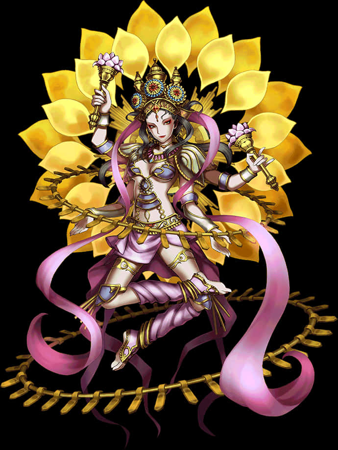 Goddess_ Lakshmi_ Multi Armed_ Form PNG