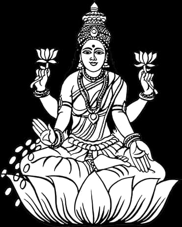 Goddess_ Lakshmi_ On_ Lotus_ Vector_ Art PNG