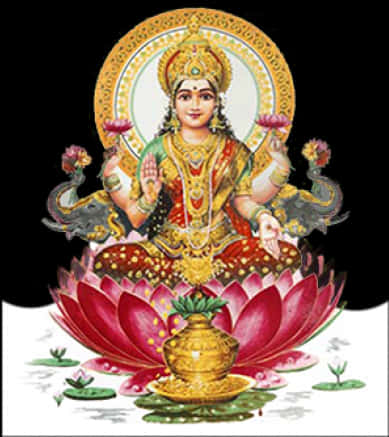 Goddess_ Lakshmi_ Seated_on_ Lotus PNG