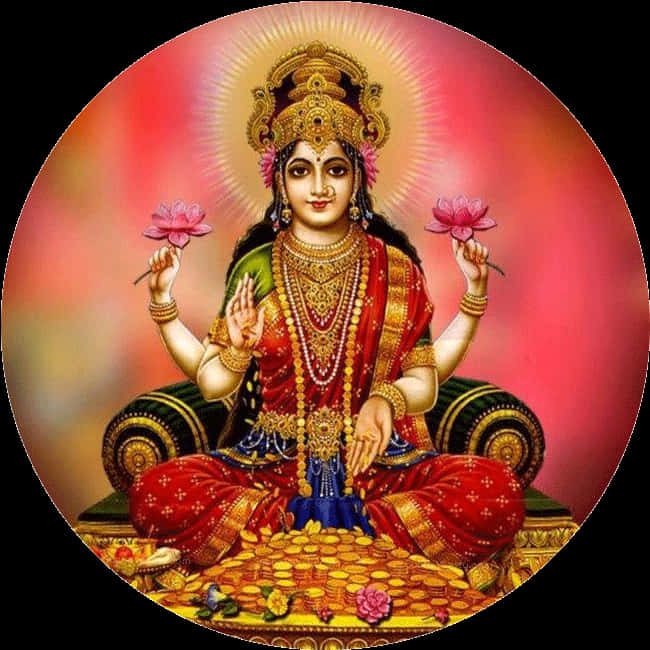 Goddess_ Lakshmi_ Traditional_ Portrayal.jpg PNG