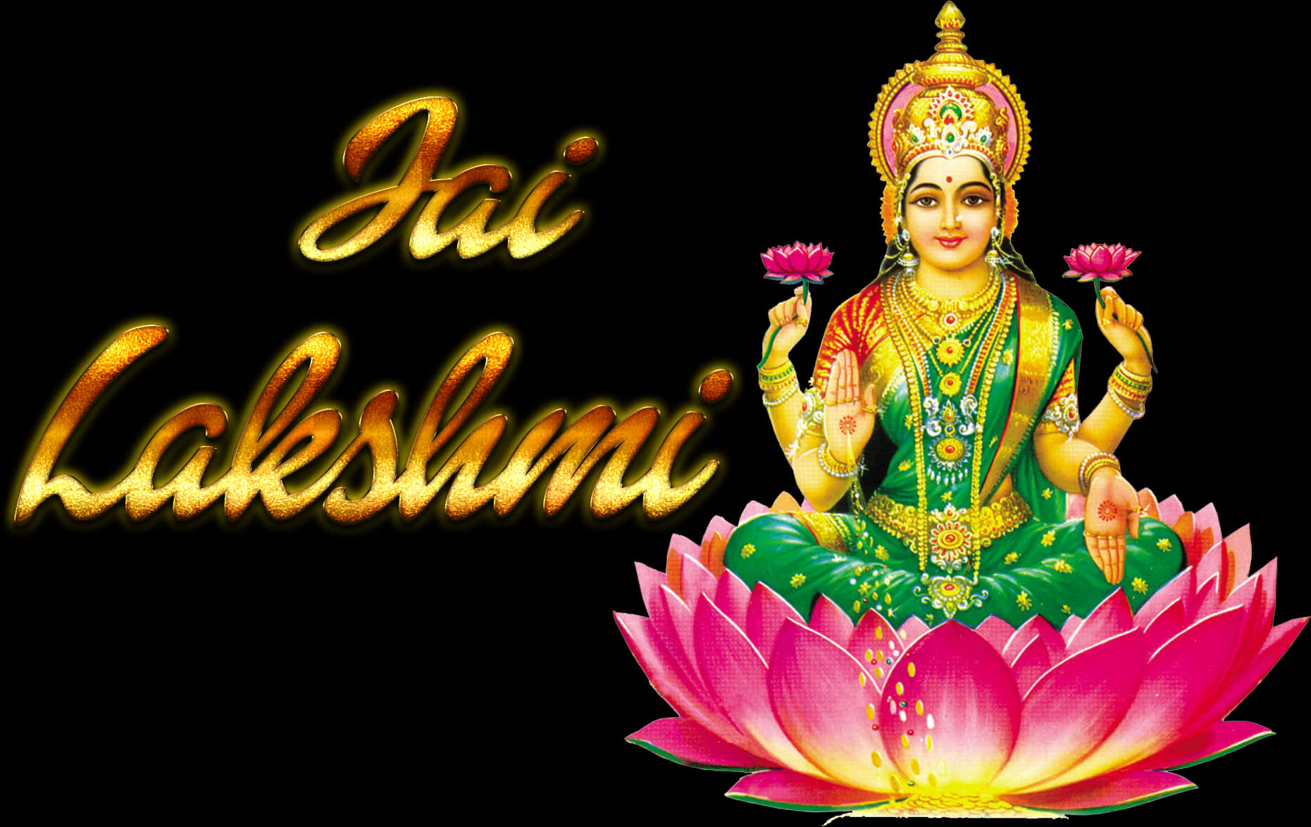 Goddess_ Lakshmi_on_ Lotus_ Flower PNG