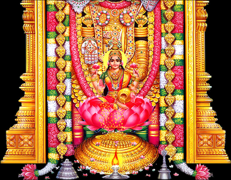 Goddess_ Lakshmi_on_ Lotus_ Flower PNG