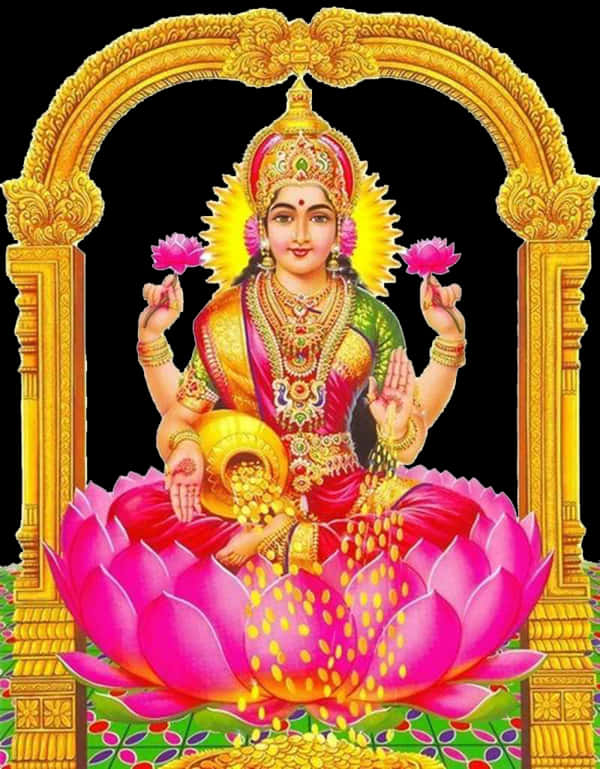 Goddess_ Lakshmi_on_ Lotus_ Flower.jpg PNG