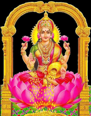 Goddess_ Lakshmi_on_ Lotus_ Flower PNG