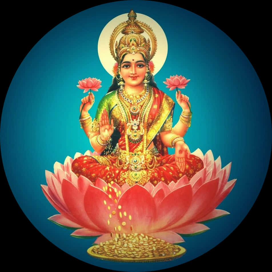 Goddess_ Lakshmi_on_ Lotus_ Flower PNG