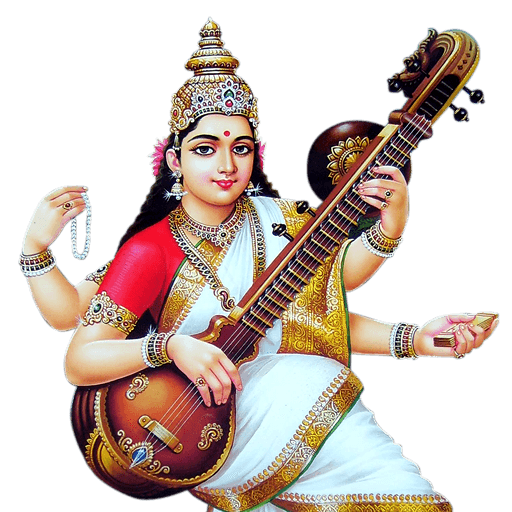 Goddess_ Saraswati_ Playing_ Veena PNG