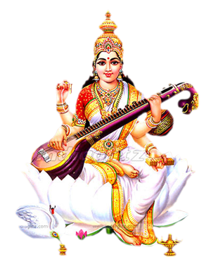 Goddess_ Saraswati_ Seated_on_ Lotus PNG