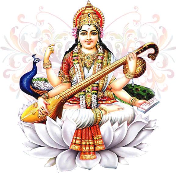 Goddess_ Saraswati_on_ Lotus PNG